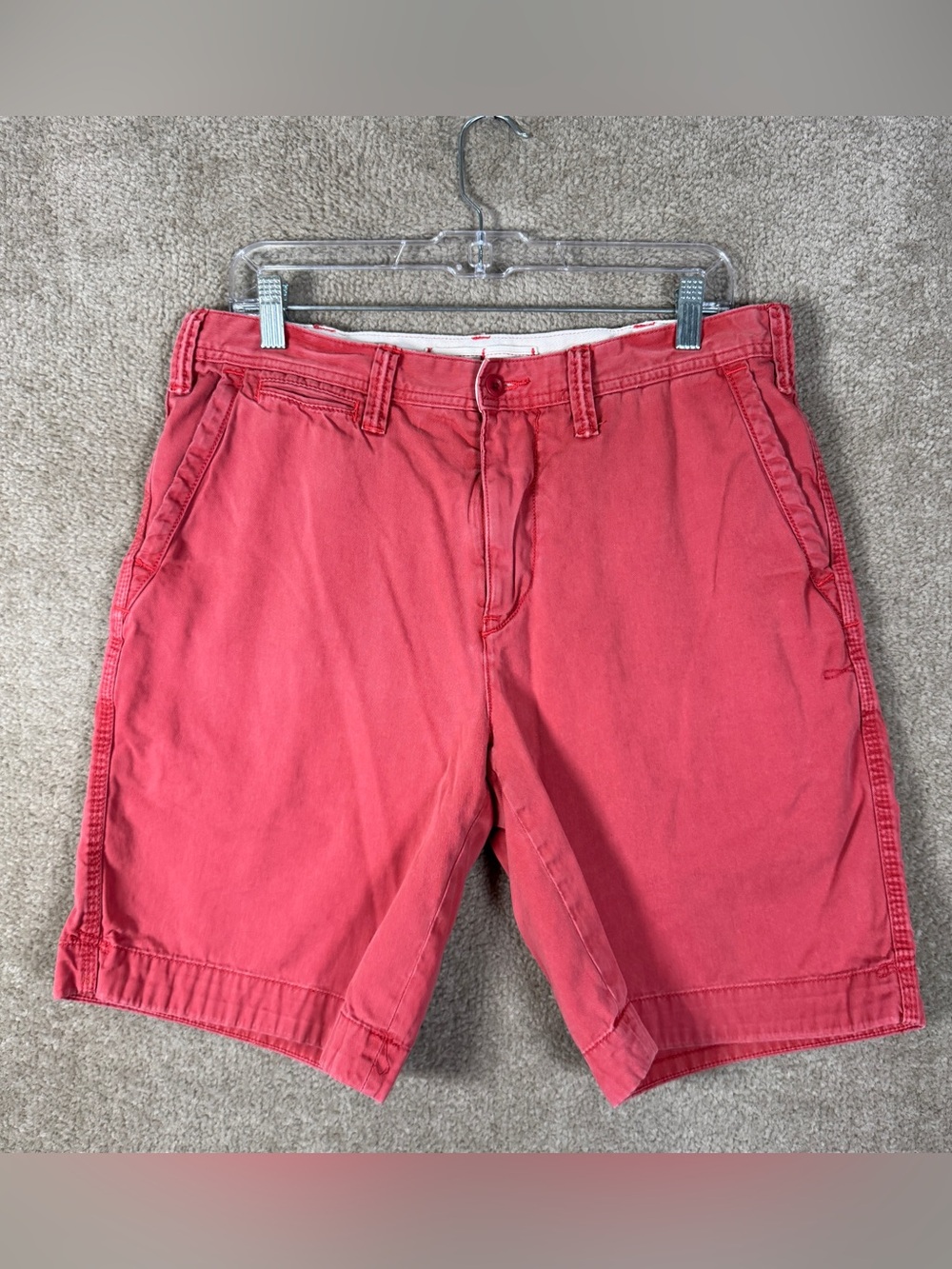 Polo Ralph Lauren Chino Shorts Mens 33 Red Relaxed Fit Cotton Garment Dyed